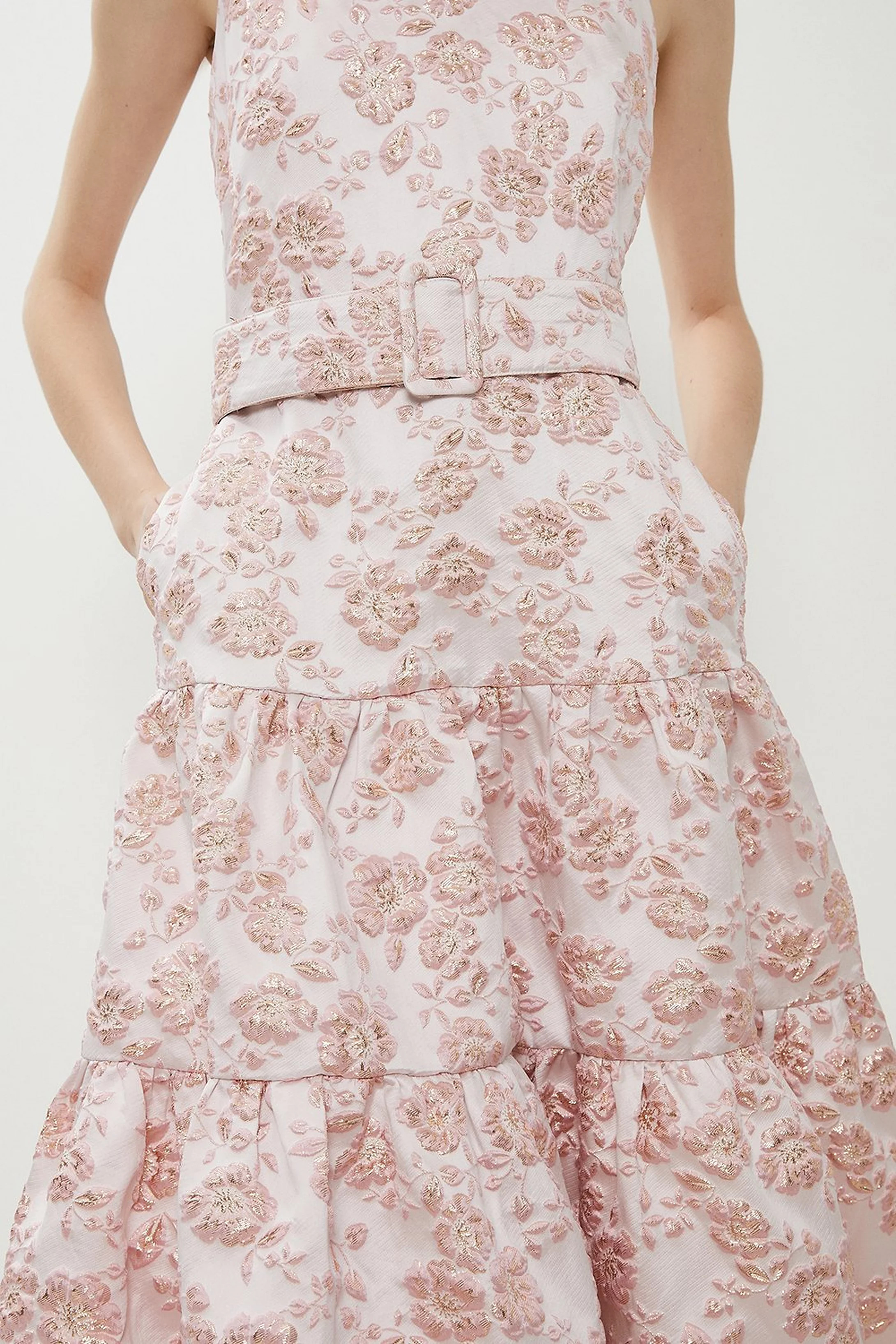 Premium Jacquard Tiered Belted Midaxi Dress | Coast (UK)