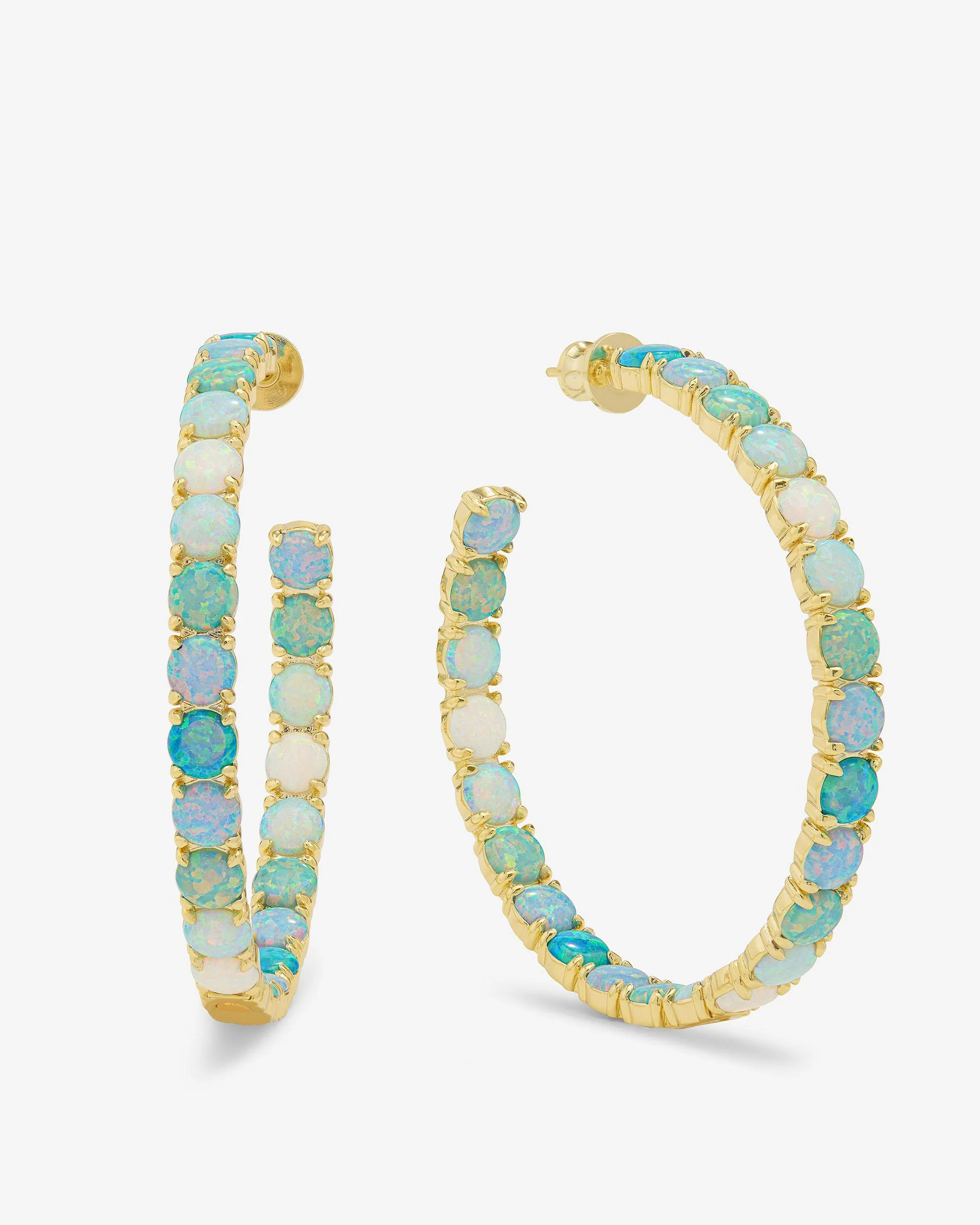 "Oh She Fancy" Ombré Hoops 2" - Gold|Blue Opal Ombré | Melinda Maria Jewelry