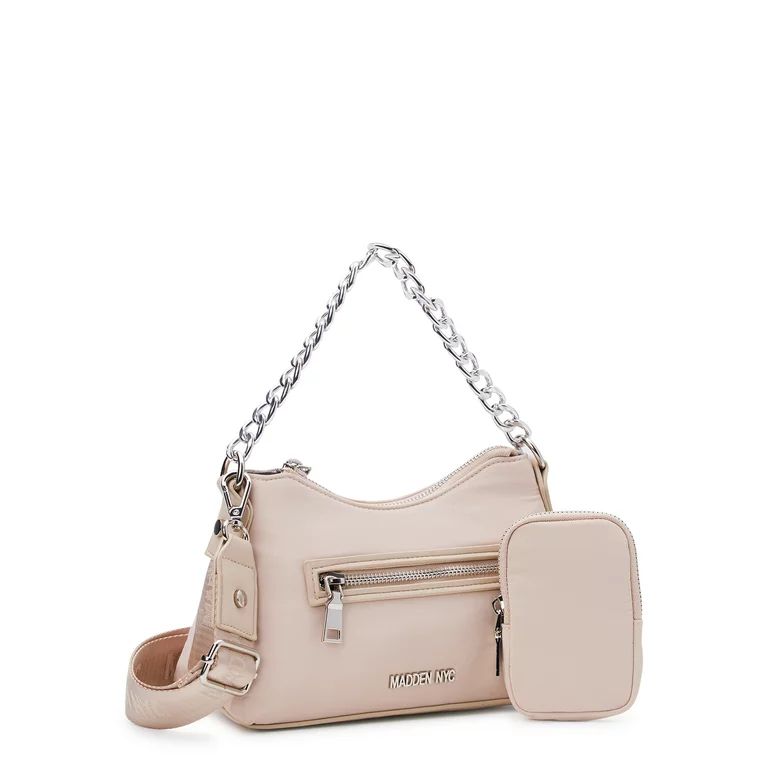 Madden NYC Women's Hobo Crossbody Handbag with Chain, Khaki - Walmart.com | Walmart (US)