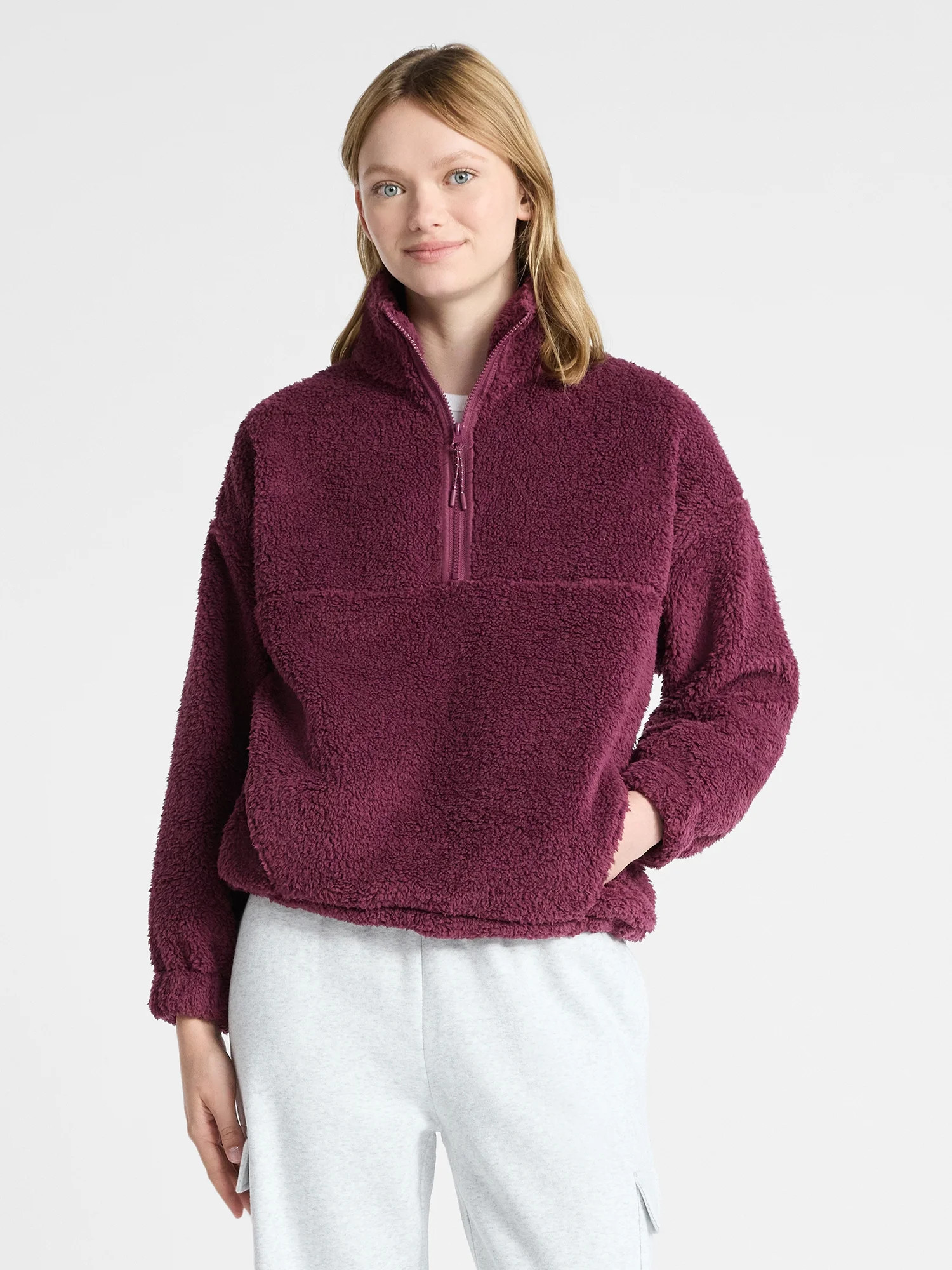 No Boundaries Plush Half-Zip Pullover, Women's | Walmart (US)