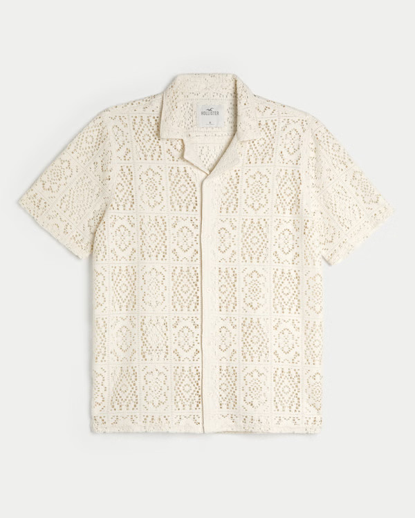 Relaxed Short-Sleeve Lace Shirt | Hollister (US)