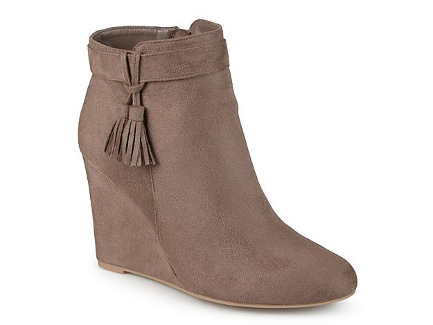 Journee Collection Gia Wedge Bootie - Women's - Taupe | DSW