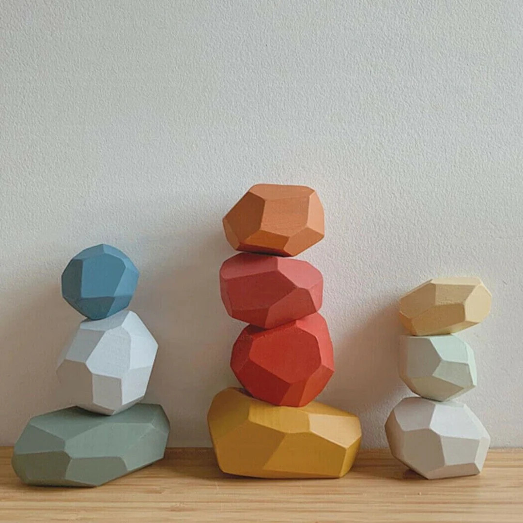 Wooden Balancing Stacking Stones, 36pcs Wood Rocks, Sorting and Stacking Building Blocks, Lightwe... | Etsy (US)
