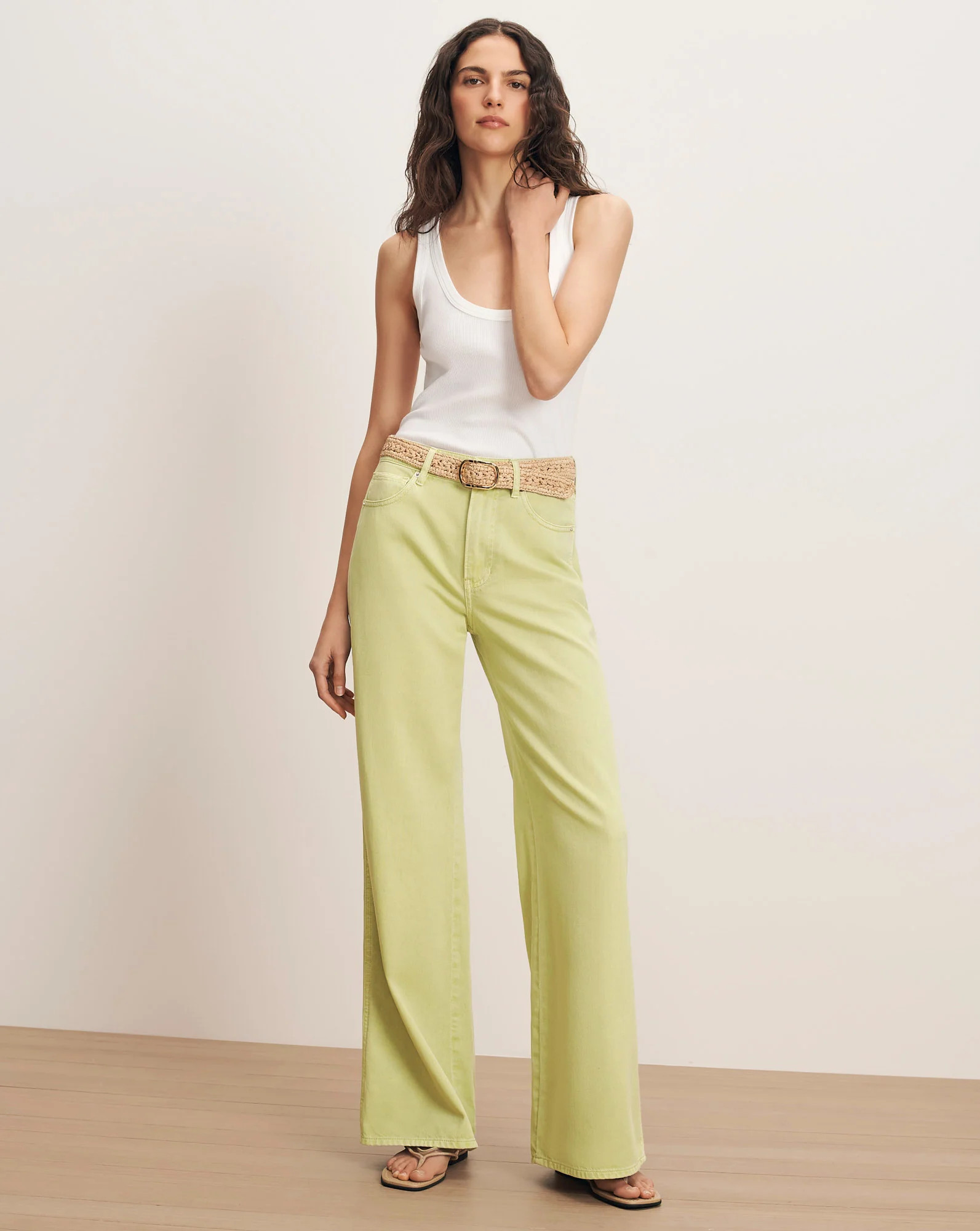 Kasey Wide-Leg Jean in Pistachio | Veronica Beard | Veronica Beard