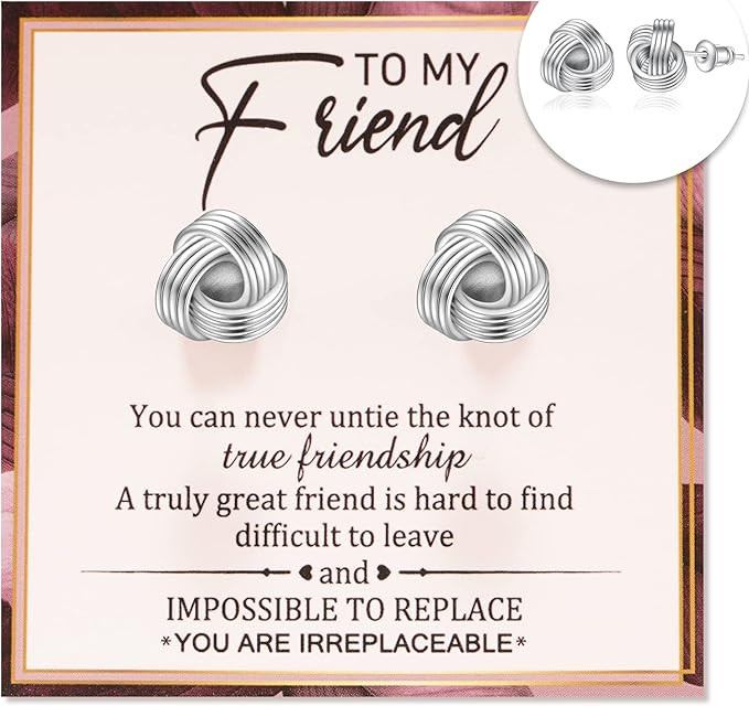 Jeka Best Friend Earrings Gifts for Women - Knot of Friendship Hypoallergenic Earring Studs - Chr... | Amazon (US)