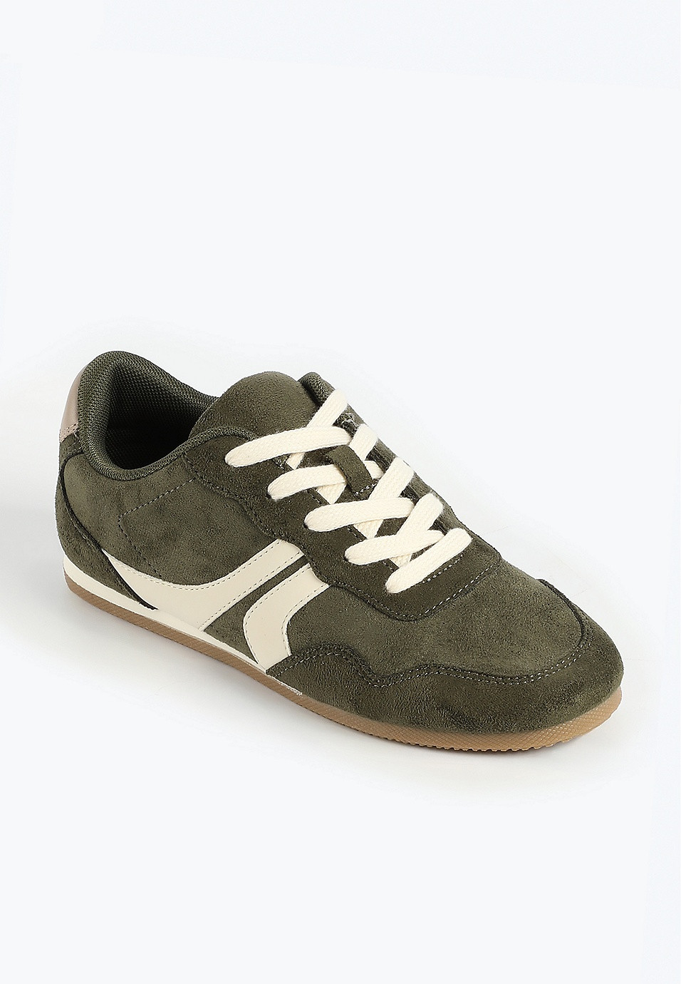 SuperCush Olive Retro Stripe Lace Up Sneaker | Maurices