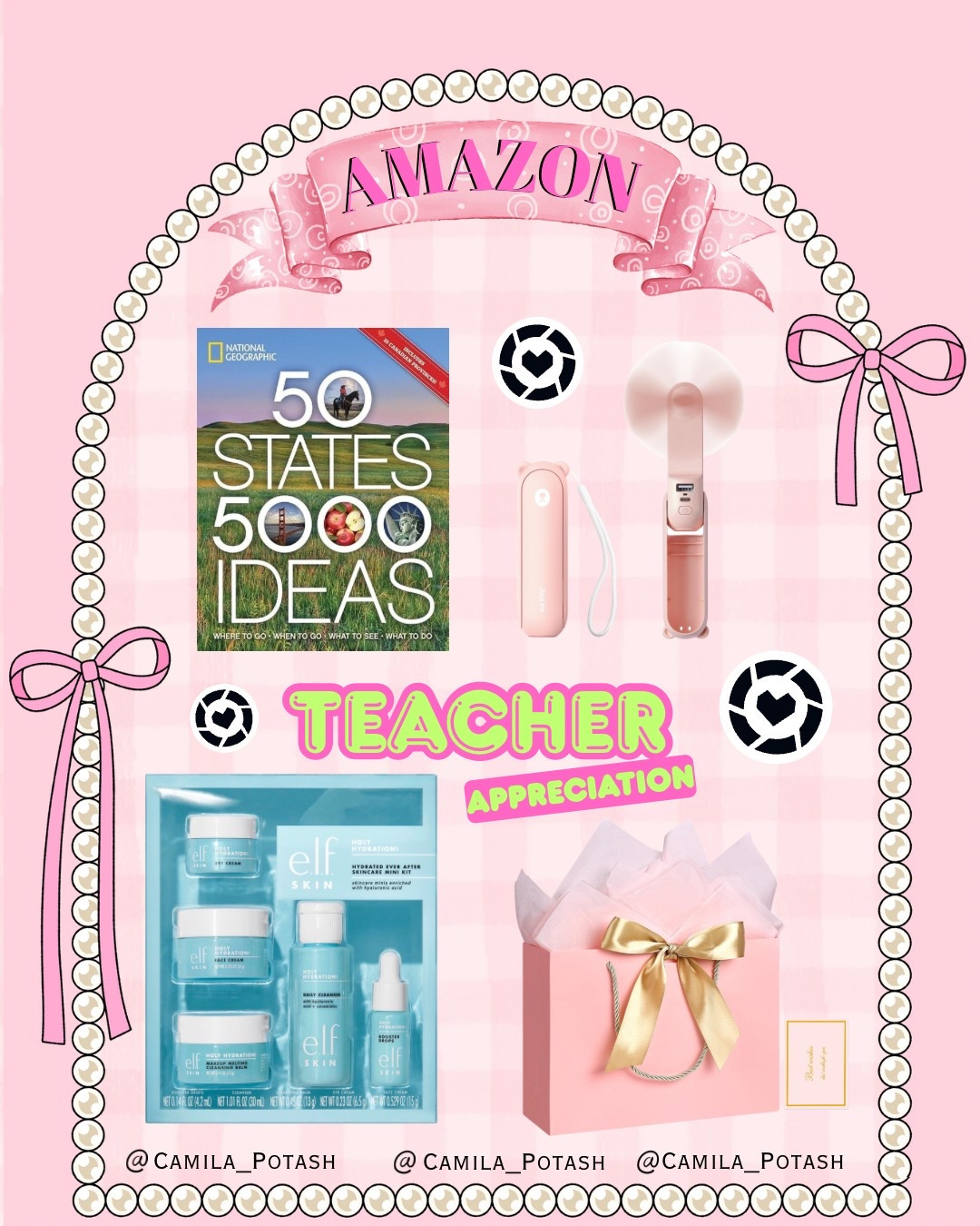 🍏Unique & Practical Amazon Teacher Appreciation Gifts!

Say “thank you” to your favorite teacher with these Amazon Teacher Appreciation gifts that are both thoughtful and useful! Whether they’re dreaming of travel, in need of a little self-care, or just love a fun gadget, these picks are perfect for the end of the school year.

What’s included:

	•	50 States, 5000 Ideas – a National Geographic travel book full of summer inspiration
	•	Portable rechargeable fan – classroom essential AND perfect for summer break
	•	e.l.f. SKIN hydration kit – affordable skincare that teachers will love
	•	Luxury gift bag set – ready to wrap for a beautiful presentation

Everything is under $40 and available on Amazon with fast Prime shipping—perfect for last-minute gifting!



#AmazonTeacherGifts #TeacherAppreciationWeek #LTKteacher #LTKAmazonFinds #AmazonMustHaves #TeacherGiftsUnder50 #GiftsForTeachers #AmazonGifting #AmazonFinds #TeachersOfInstagram #LTKunder50 #AmazonGiftGuide #TeacherEssentials #TeacherLife #SummerGiftIdeas

#LTKFindsUnder100 #LTKFindsUnder50 #LTKGiftGuide