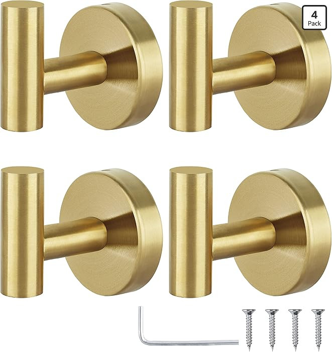 Towel Hooks Bathroom Coat Robe Hook Stainless Steel Heavy Duty Door Hanger Towel Robe Clothes Cab... | Amazon (US)