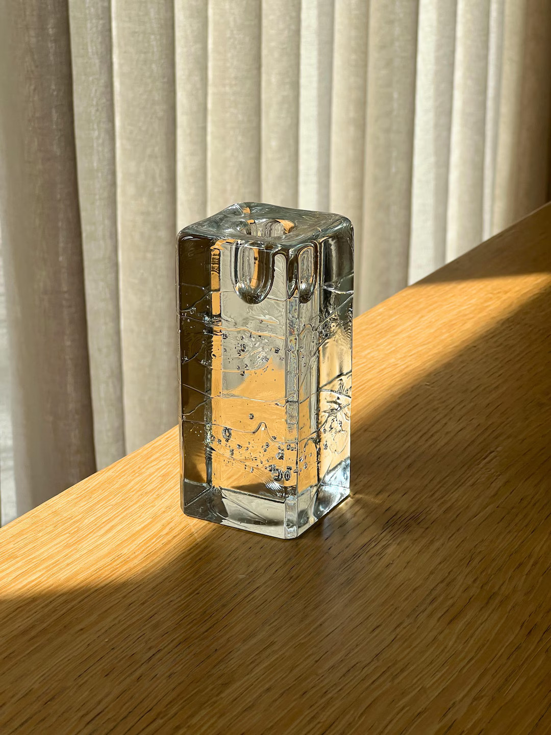 Vintage Iittala heavy glass Scandinavian candle holder, minimal decor | Etsy (US)