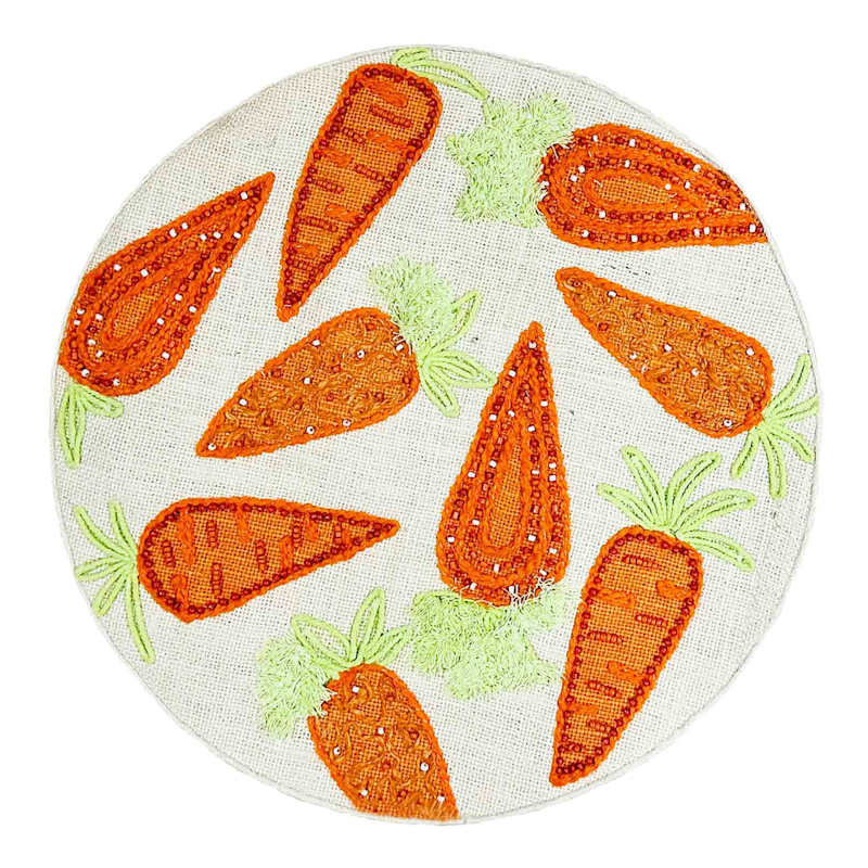 Homespun Easter Semi-Beaded Tossed Carrots Placemat, 14" | At Home