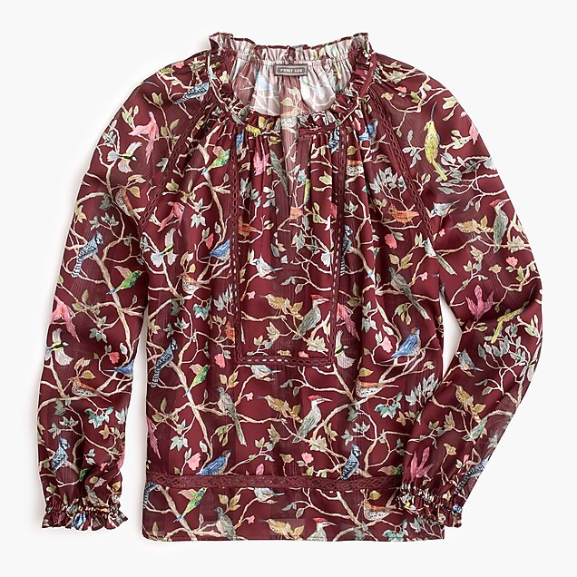 Point Sur ruffle-neck popover in menagerie print | J. Crew US