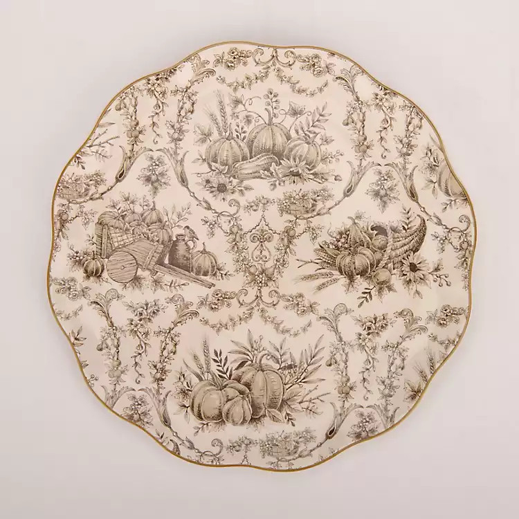 Taupe Pumpkin Toile Dinner Plate | Kirklands