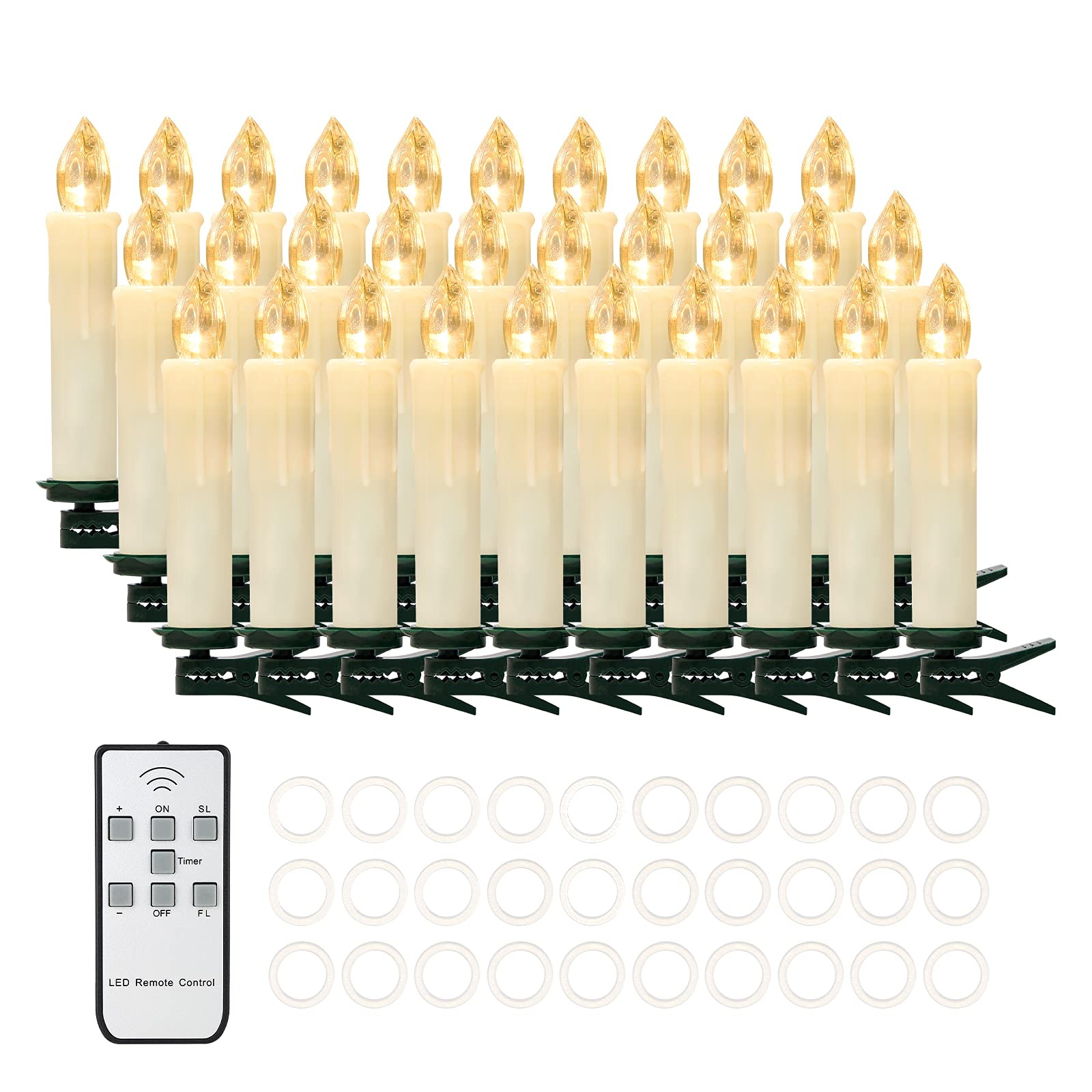 30 PCS Flameless LED Taper Candles Battery Operated Christmas Tree Candle Lights Electric Fake Ca... | Amazon (US)