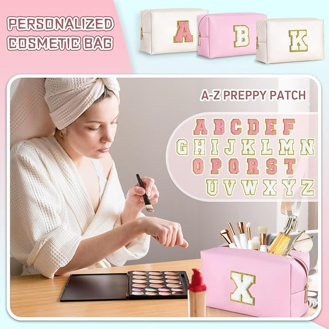 TOPEAST Christmas Gifts - Preppy Makeup Bag, Stocking Stuffers for Girls Women | Personalized Ini... | Amazon (US)