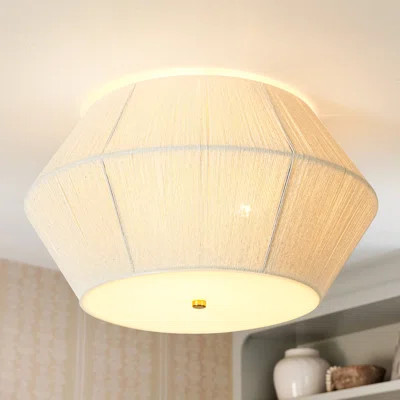 3-Light Boho Fabric Linen Diamond Pendant Light with Acrylic Diffuser | Wayfair North America