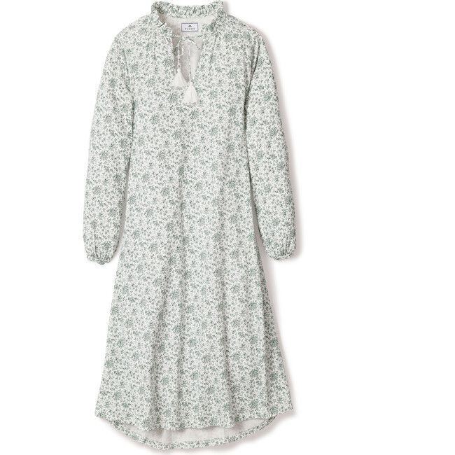 Petite Plume | Women's Garbo Nightgown, Luxe Pima Sussex Evergreen, Size X-Small) | Maisonette | Maisonette