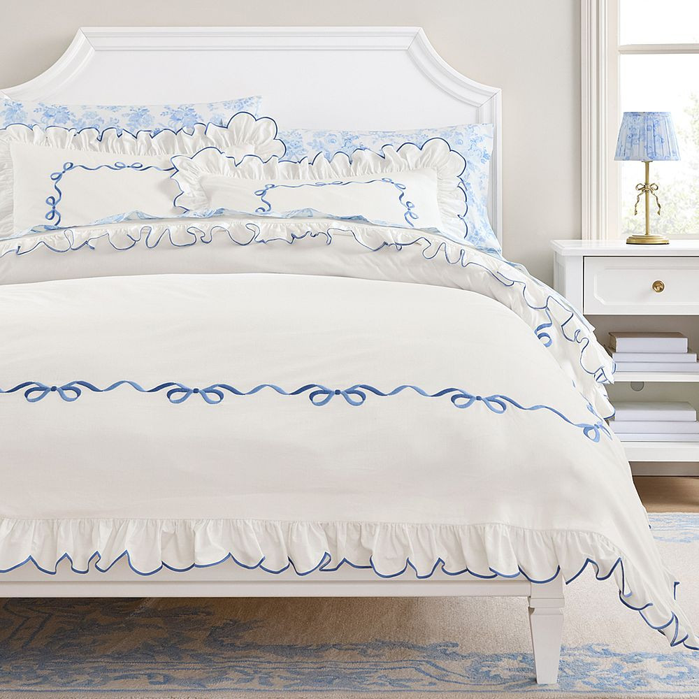 LoveShackFancy Bows Border Duvet Cover | Pottery Barn Teen