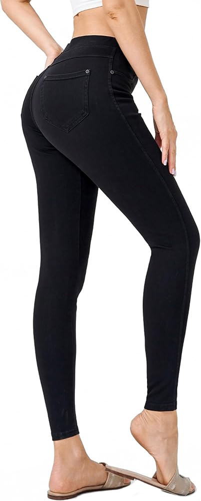 Women's Denim Jeggings Stretch Pull-On Jegging Casual Pants with Pockets | Amazon (US)