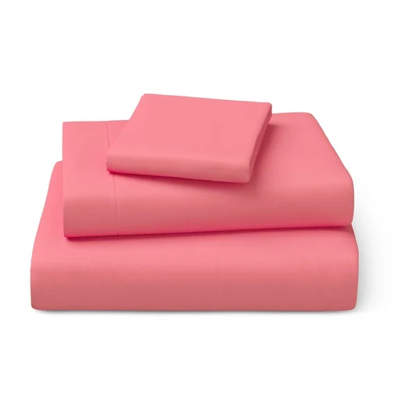 Mainstays Kids Microfiber Bed Sheet Set, Twin, Pink, 3 Pieces | Walmart (US)