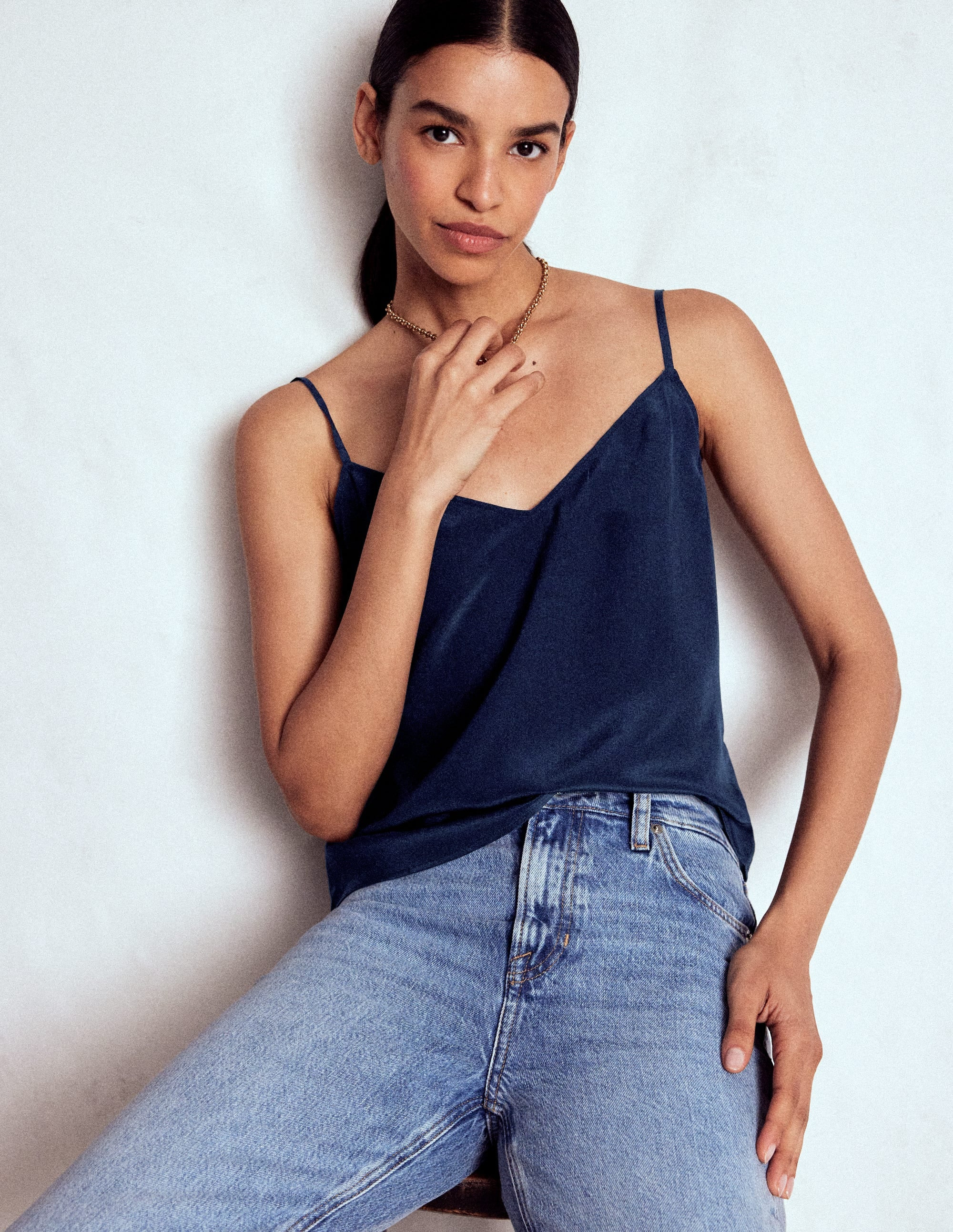 Silk Cami-Navy | Boden UK