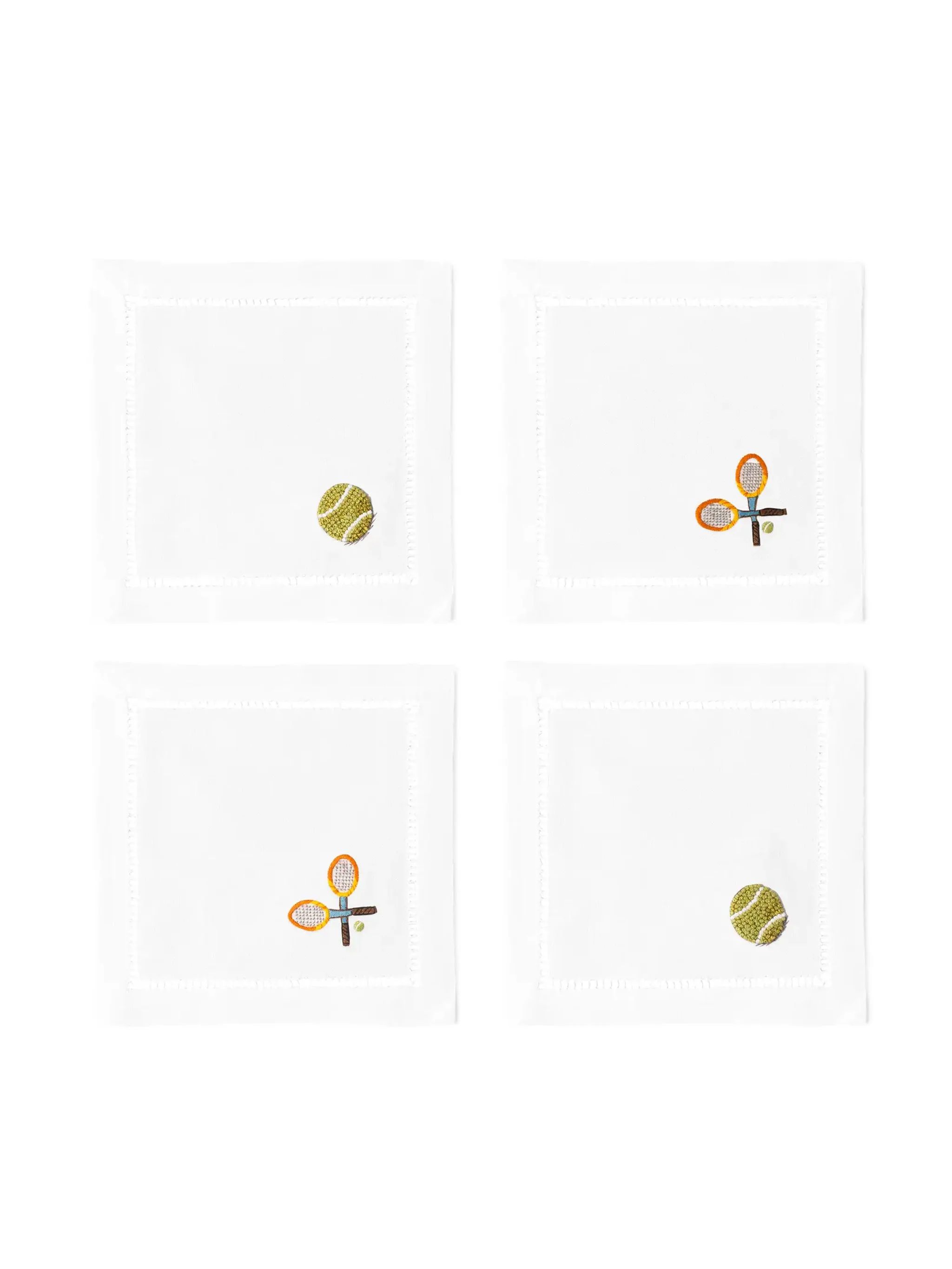 Embroidered Tennis Cocktail Napkins | Weston Table