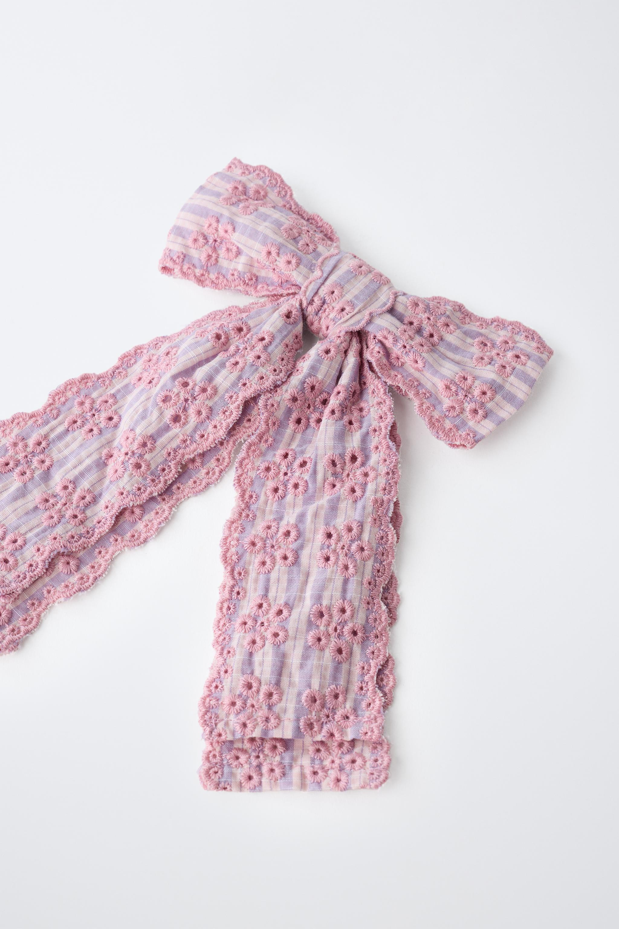 SWISS EMBROIDERY BOW HAIR TIE AND BARRETTE | Zara US