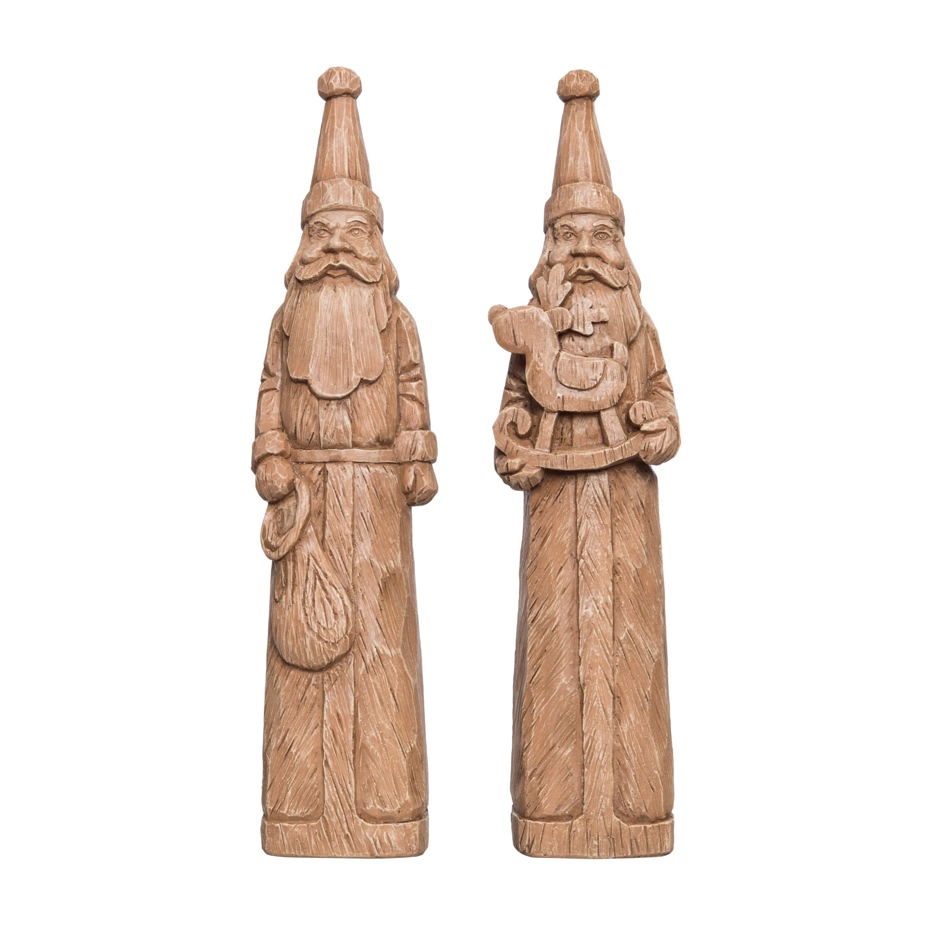 Large Resin Wood Cut Saint Nick Figurine Set of 2 Christmas Home Decorations | Wayfair North America