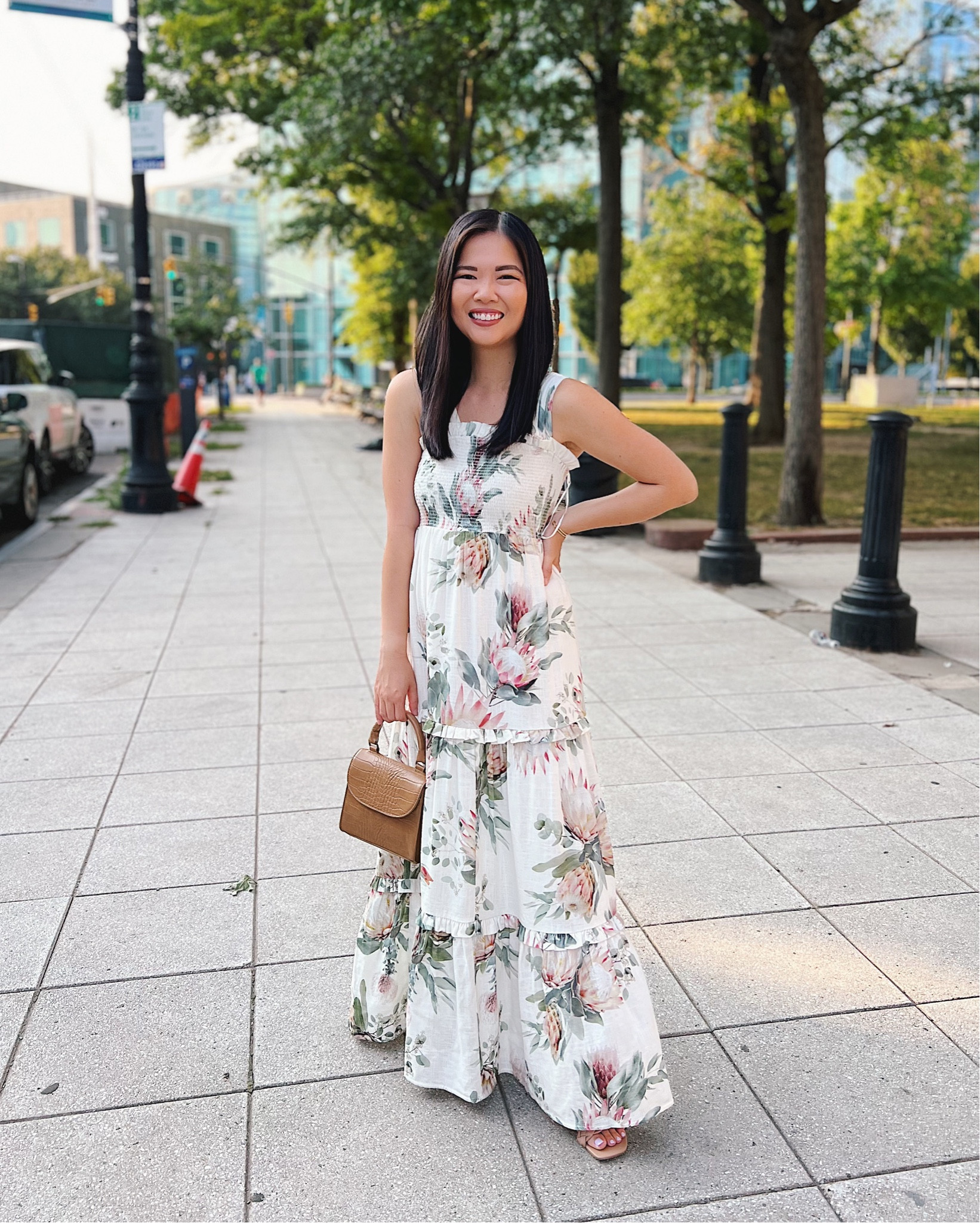 Floral maxi dress (XS)
White floral dress 
White linen dress 
Brown top handle bag 
Brown mini bag 
Tan bag 
Braided sandals (TTS)
Summer dress 
Summer maxi dress 
Vacation dress 

#LTKSeasonal #LTKstyletip #LTKunder100