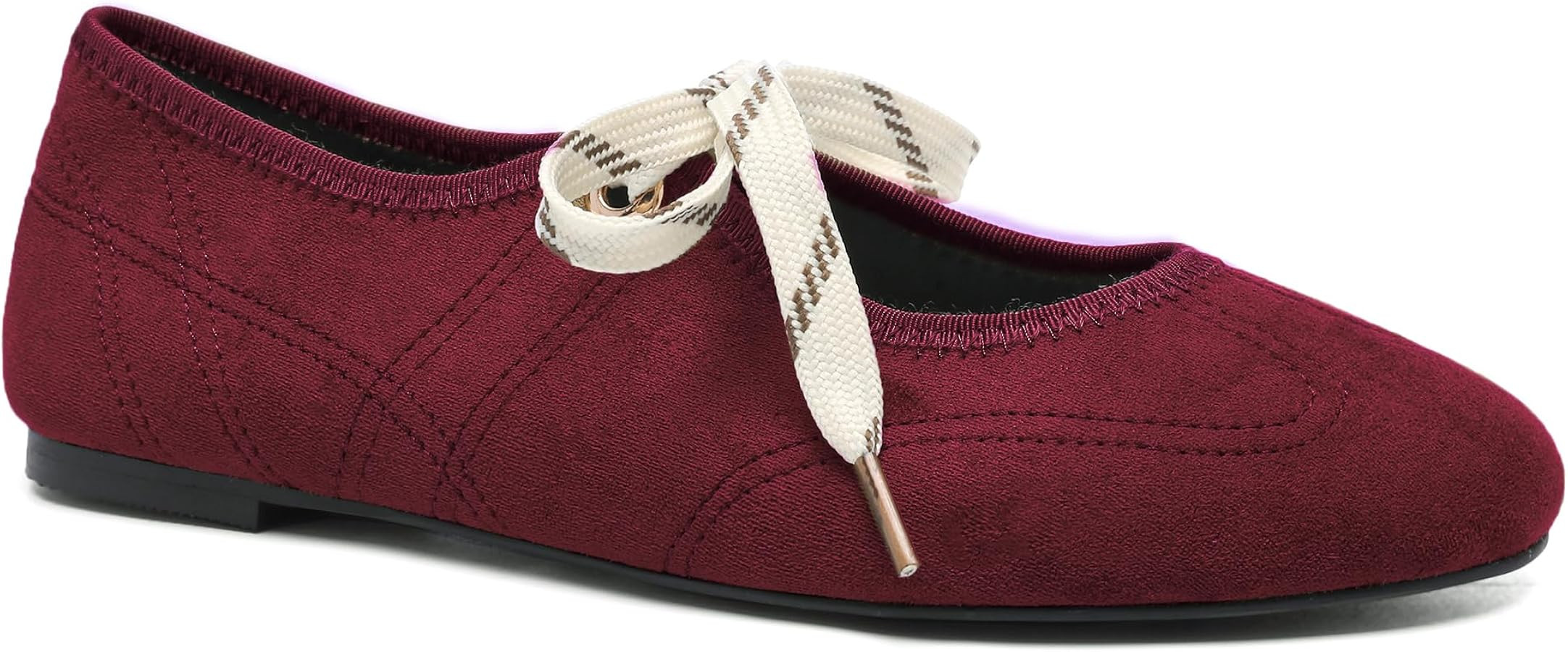 Lace up Round Toe Ballet Flats for Women Cute Slip on Soft Mary Jane Flats Casual Ballerina Shoes | Amazon (US)