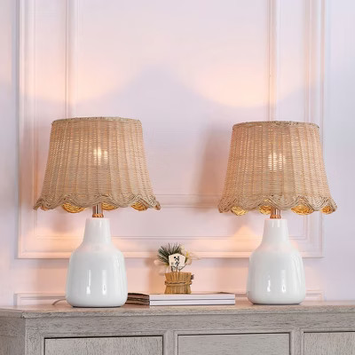 Maxax 16.5"  Country Ceramic Table Lamp, Modern   Nightstand Lamp For Living Bedroom, Office | Target