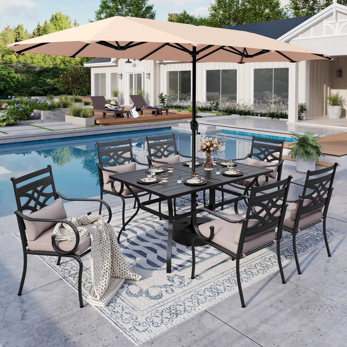 Alyah 6 - Person Patio Dining Set with Rectangular Table , Cushions Included | Wayfair North America