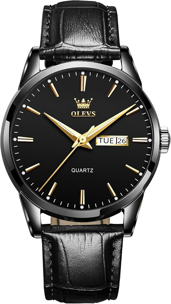 Men's Casual Leather Watch, Easy to Read Three-Hand Analog Stainless Steel Watches for Men, Minim... | Amazon (US)