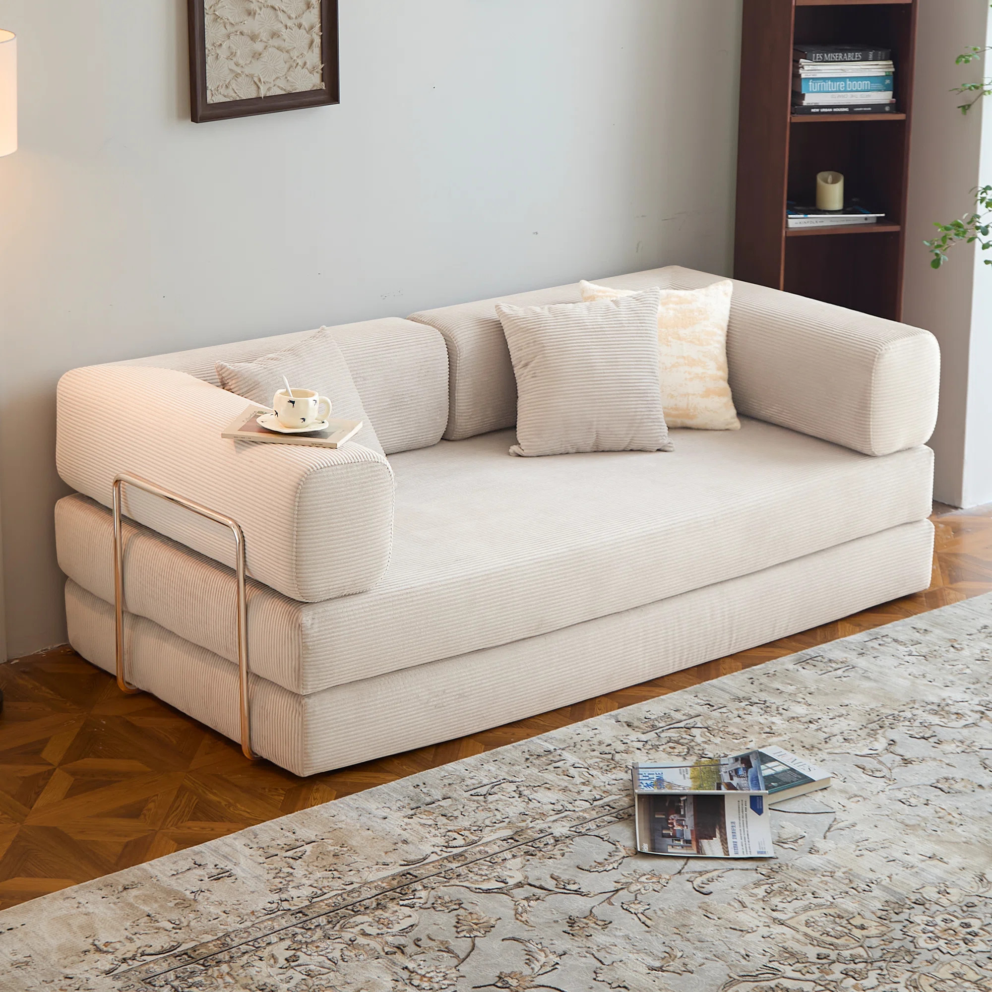 Convertible floor sofa, foldable sofa bed, corduroy foldable mattress lounge, modular sofa living... | Wayfair North America