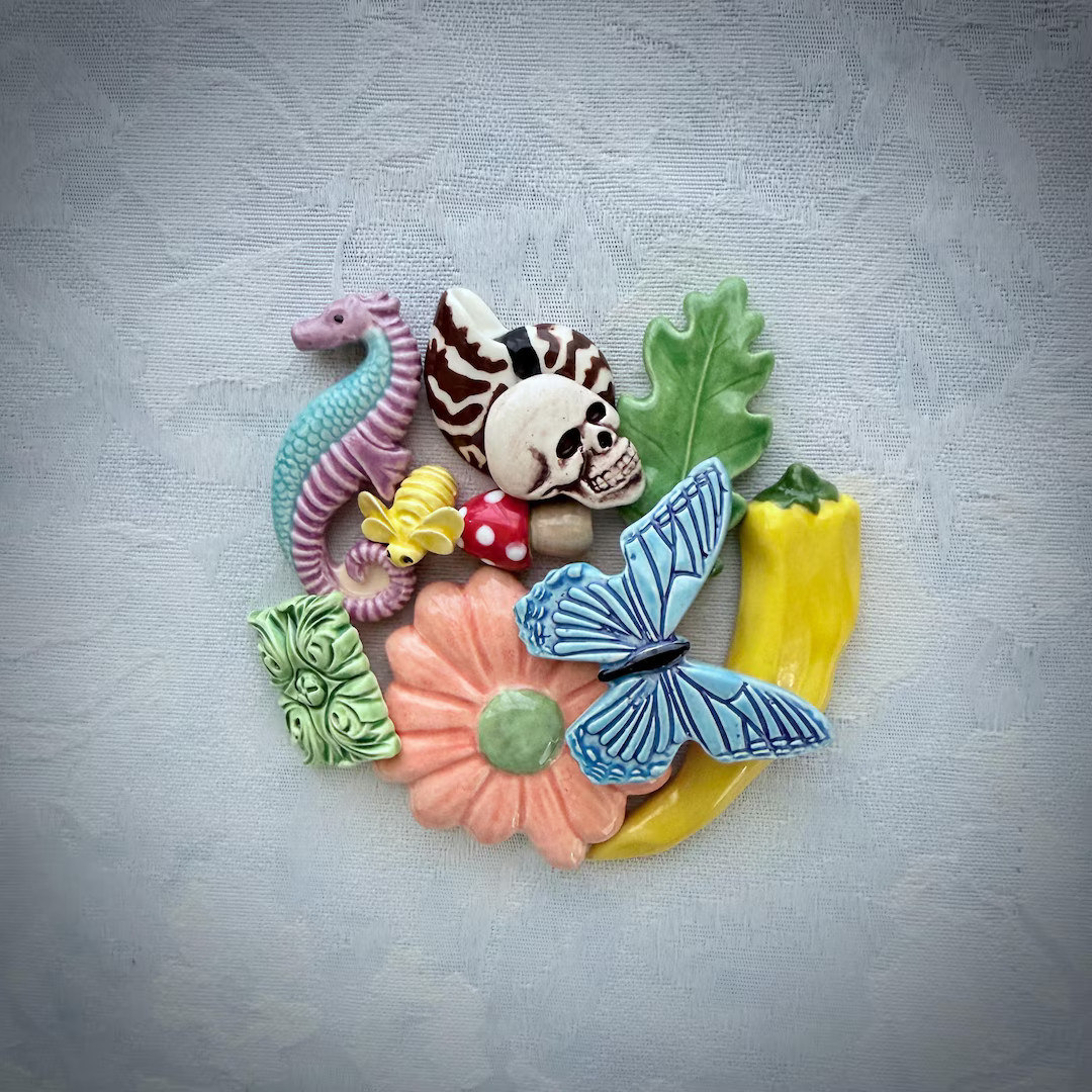 10 Ceramic Art Tiles, Grab Bag, Hand Painted Mosaic Supply | Etsy (US)