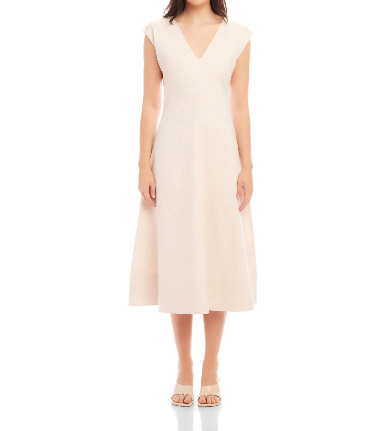 Lilia A Line Midi Dress In Natural | Shop Simon