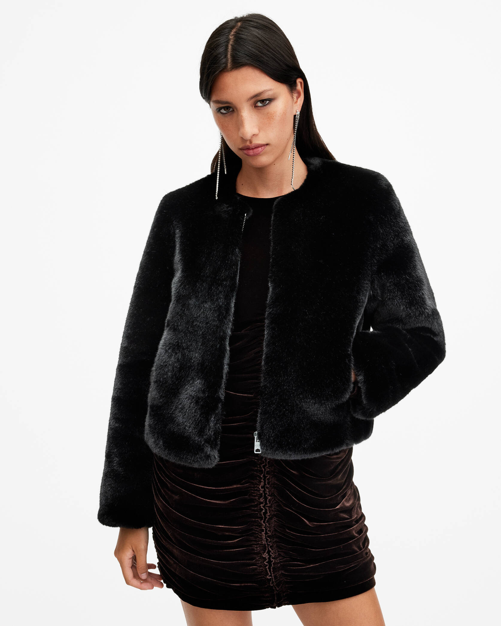 Florence Faux Fur Cropped Coat | AllSaints UK