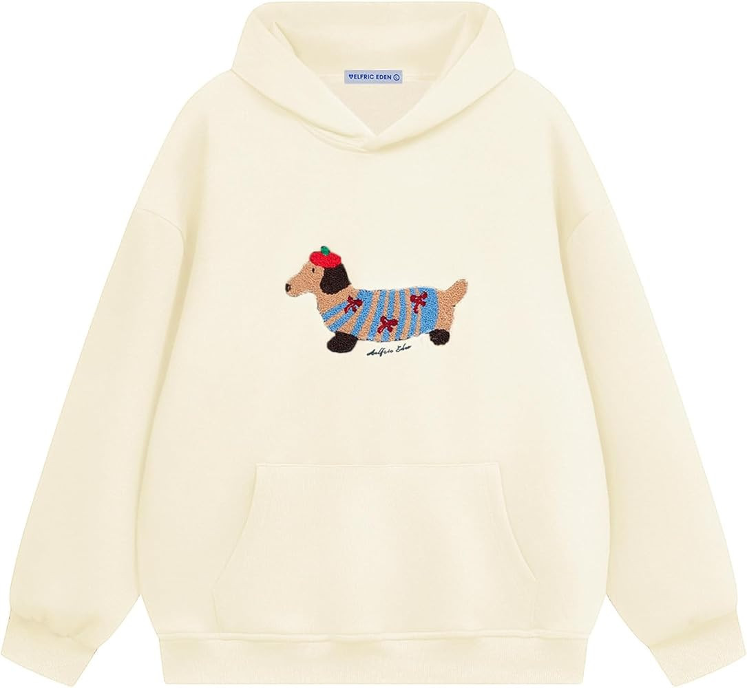Aelfric Eden Cartoon Dog Hoodie Couple Hooded Sweatshirt Long Sleeve Pullover Oversized Hoodies 2... | Amazon (US)