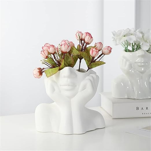 Ceramic Face Vase,Body Vase Female Form,White Ceramic Vase,Unique Modern Minimalism Nordic Flower... | Amazon (US)