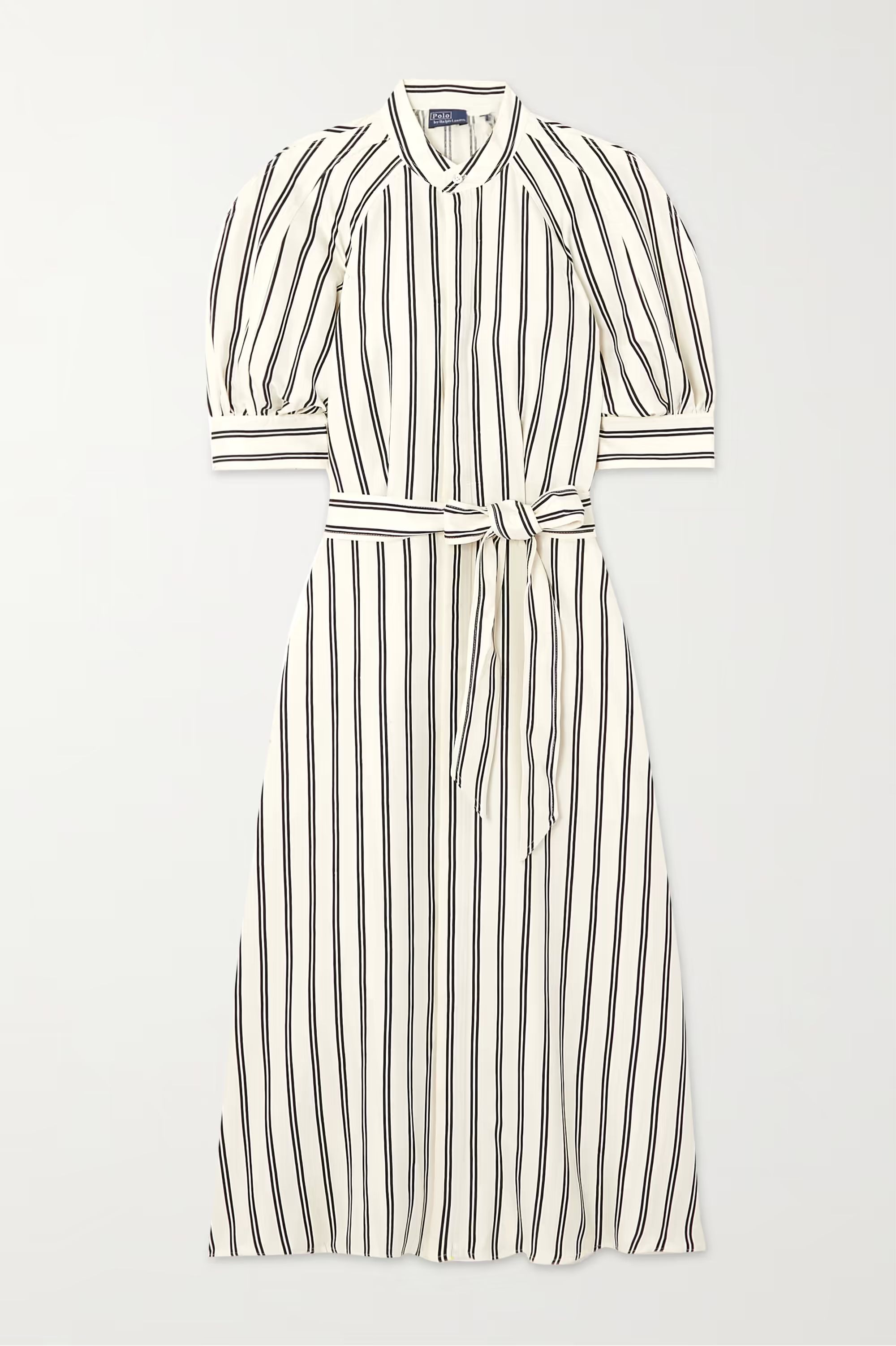 Belted striped mulberry silk midi dress | NET-A-PORTER (US)