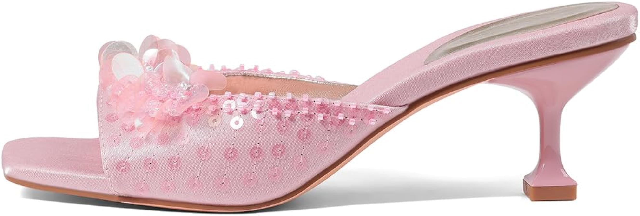 Mattiventon Kitten Heels for Women Comfortable Stiletto Heeled Mule Sequin Open Square Toe Slip O... | Amazon (US)