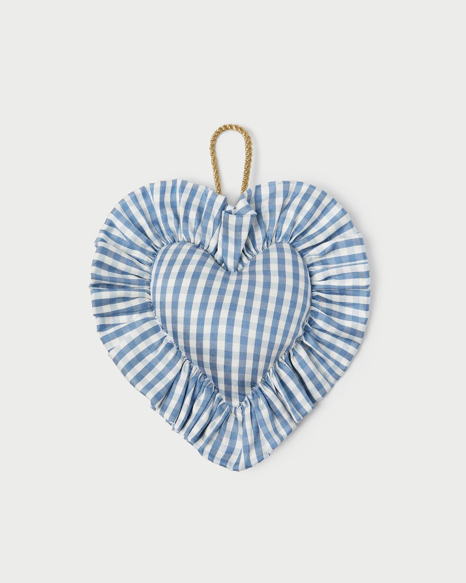 Blue/Cream Gingham Heart Ornament | Loeffler Randall