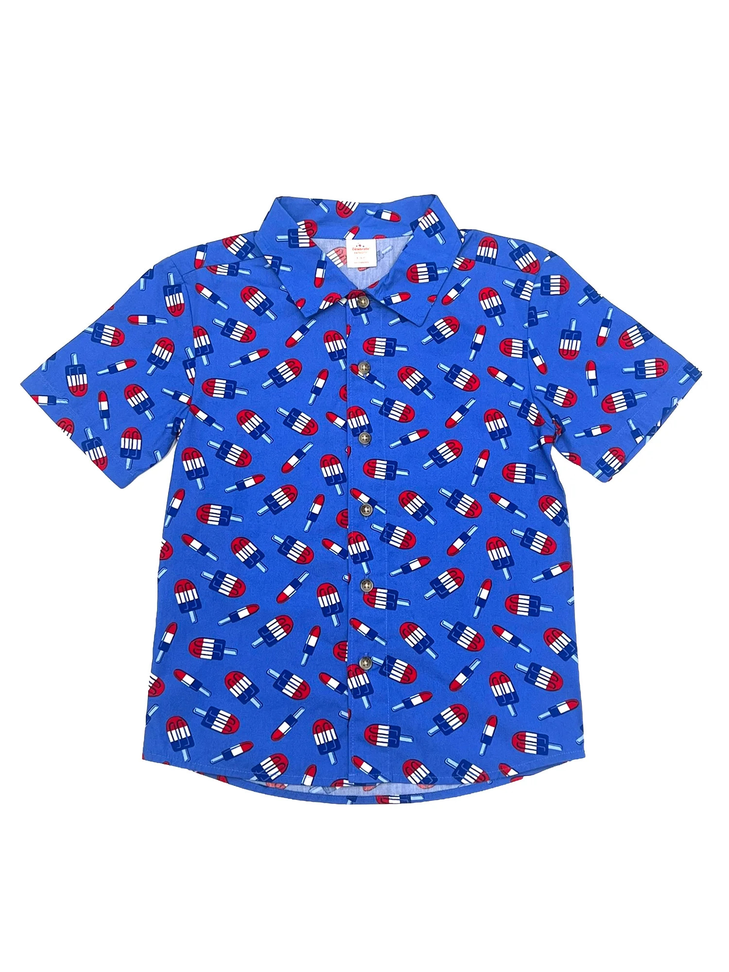 Way To Celebrate Boys Patriotic Americana Woven Button Up, Sizes 4-18 - Walmart.com | Walmart (US)