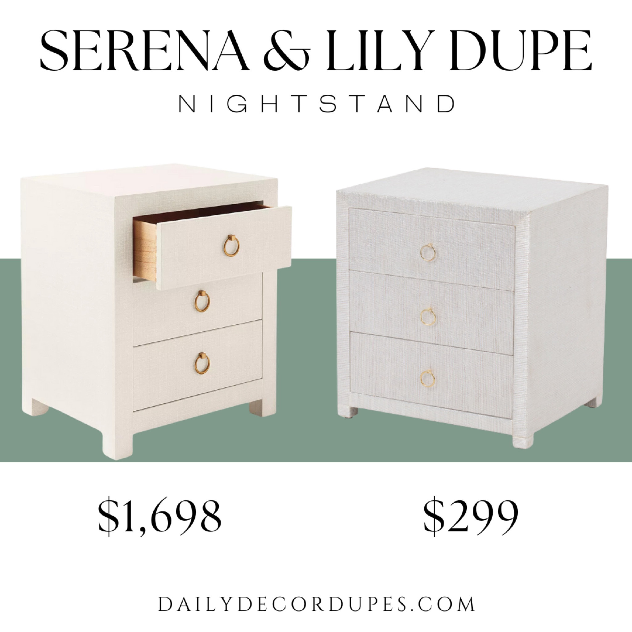 Dupe for Serena & Lily Driftway 3 drawer nightstand. Linen nightstand. Beige, cream, chalk, white, color. Alternative for less. Bedroom styling. Drawer table. Modern style. Simple modern. 

Dupe dupes more affordable option find replica copy cat similar look for less budget friendly affordable cheap cheaper beautiful pretty. Clearance sale coupon code discount code promo code luxury lookalike look a like Inspo inspiration inspired by idea ideas Love dupes like these? I share multiple every day in my FB group “DAILY DECOR DUPES”

#LTKhome #LTKsalealert
