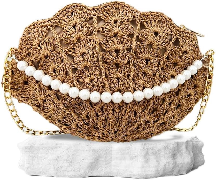 CHQEL Evening Clutch Bag for Women, Handmade Crochet Wedding Party Purse, Small Flap Formal Cross... | Amazon (US)