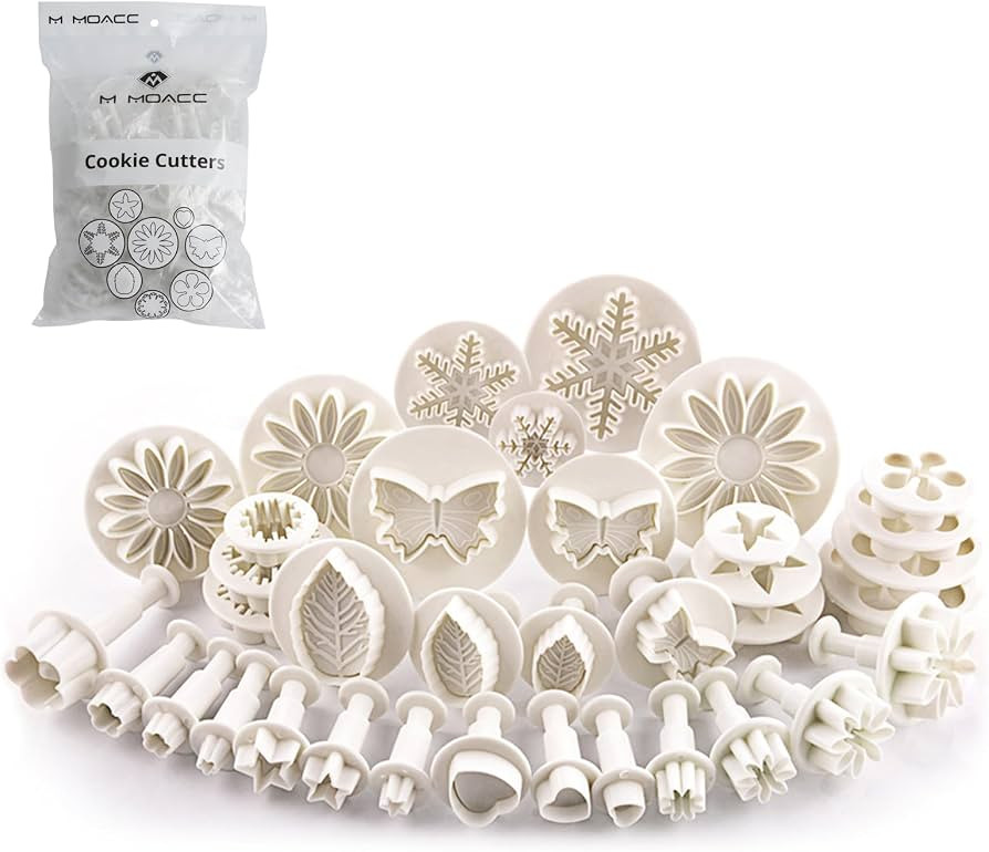 M MOACC Cake Tools 36 Piece Fondant Cake Cookie Plunger Sugarcraft Flower Leaf Butterfly Heart Sh... | Amazon (US)