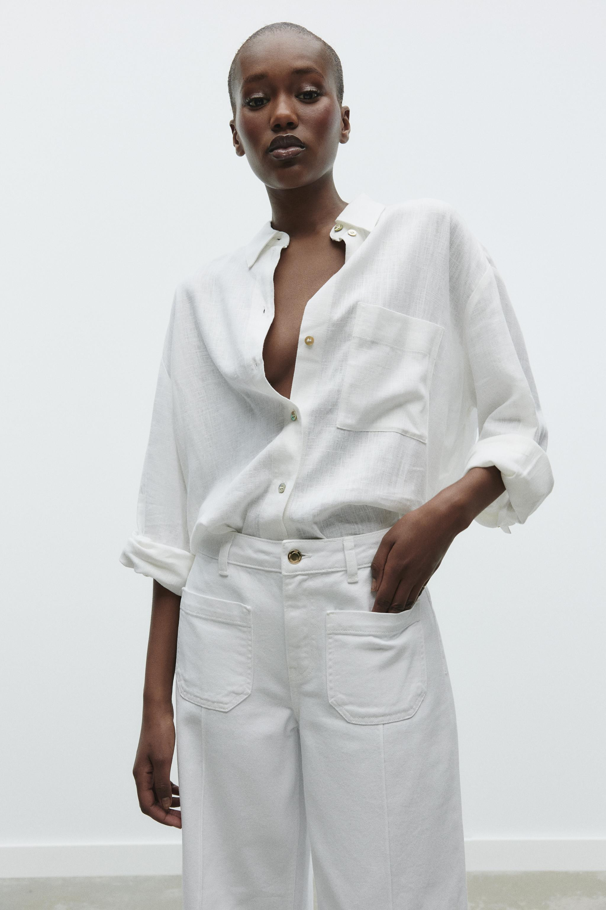 HIGH-WAIST - WIDE LEG - CROPPED LENGTH - RIGIDHigh-waist jeans with front and back patch pockets.... | Zara UK