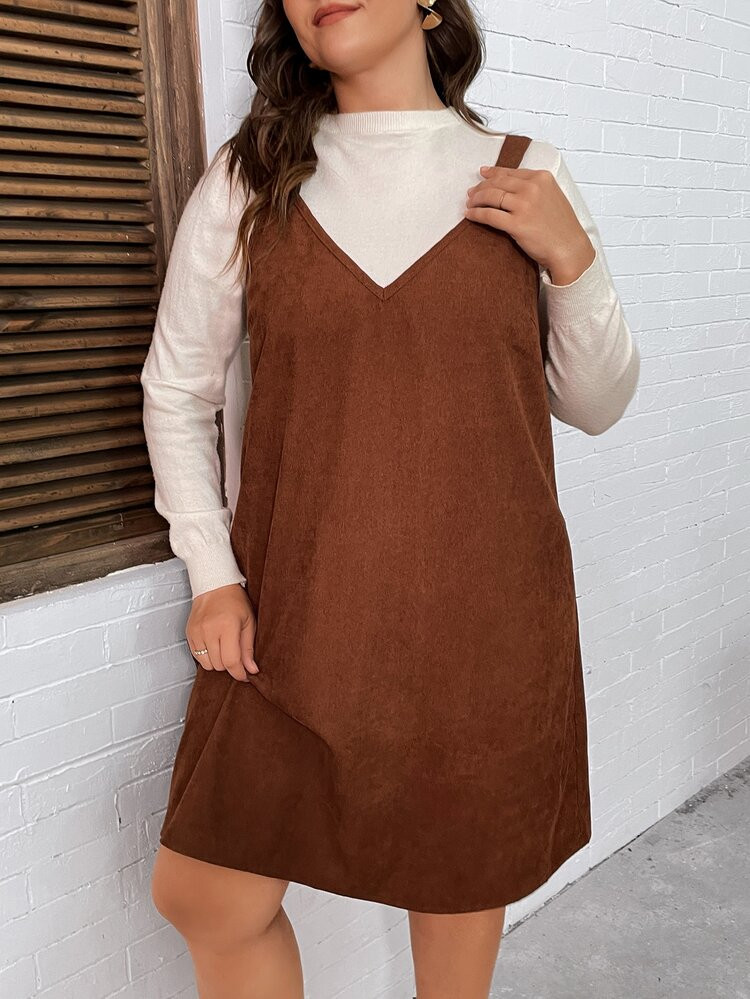 Plus Solid Overall Dress Without Top
       
              
              $10.99  
        $12.99... | SHEIN