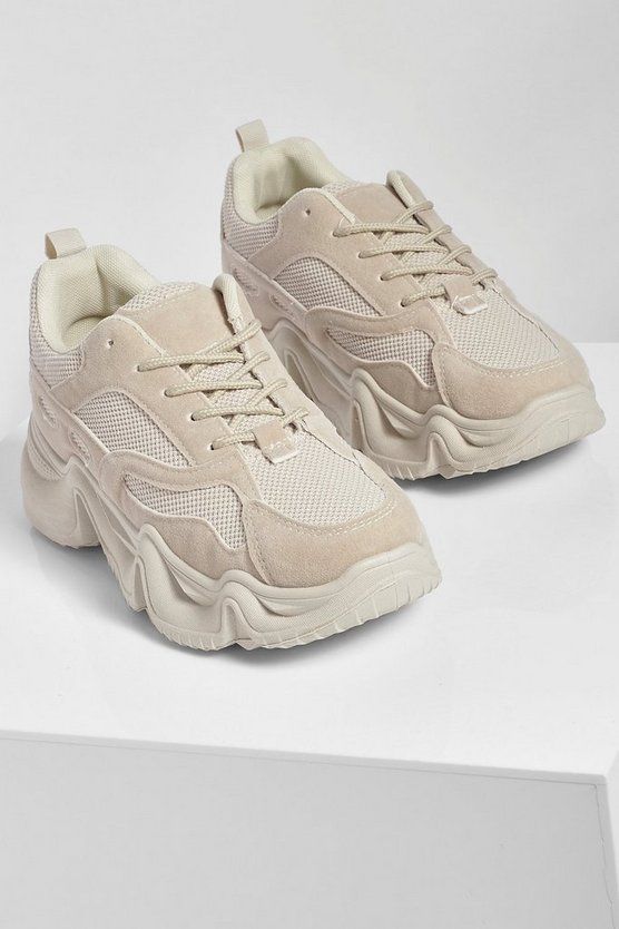 Chunky Platform Lace Up Sneakers | Boohoo.com (US & CA)