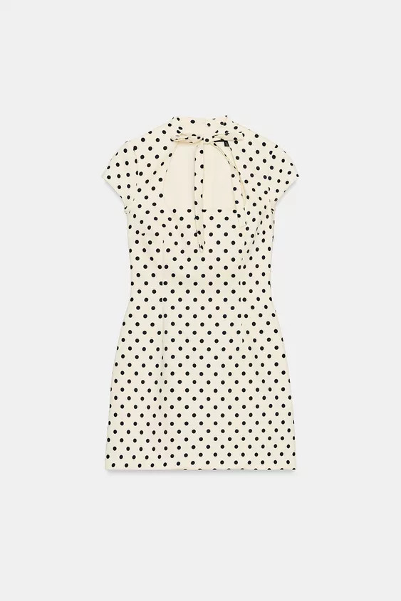 POLKA DOT SHORT DRESS WITH TIE DETAIL | Zara UK