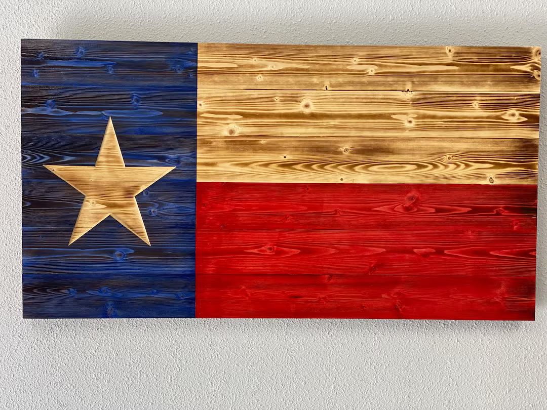 lone star Texas carved wooden flag | Etsy (US)